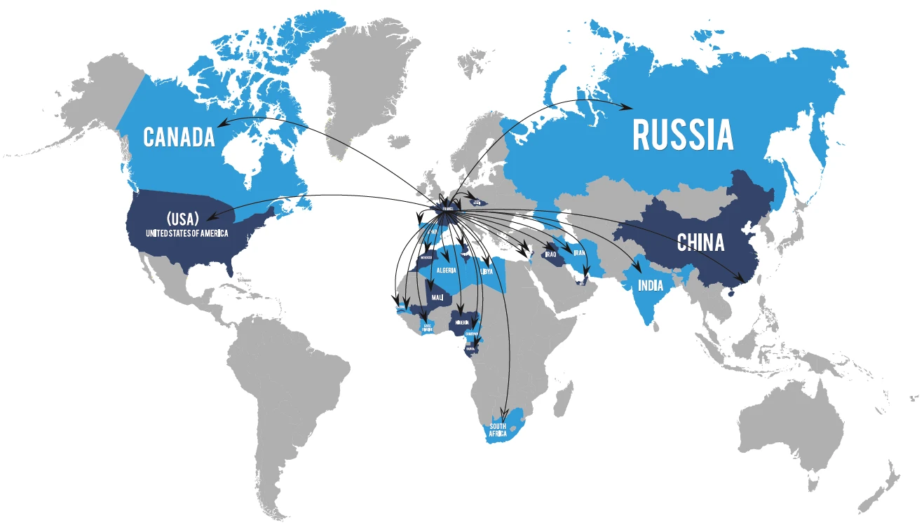 Carte des exportations dans le monde - ATP Negoce